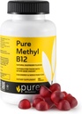 Metil B12 Vitamin Gumies - Vegan Vitamin B12 Metilcobalamin Gumies za odrasle in otroke - Žvečljiva B-12 gumi za energijo in živec funkcijo – Gluten-free, Dairy-free, Kosher-60 Gumies 1500 mcg