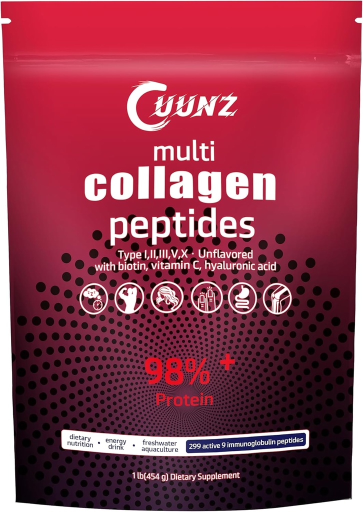 Večkolagenski proteinski prašek - tip I,II,III,V,X z biotinom, hialuronsko kislino, vitamin C - nearomatizirani kolagen peptidi (Multi collagen peptidides 1lb)