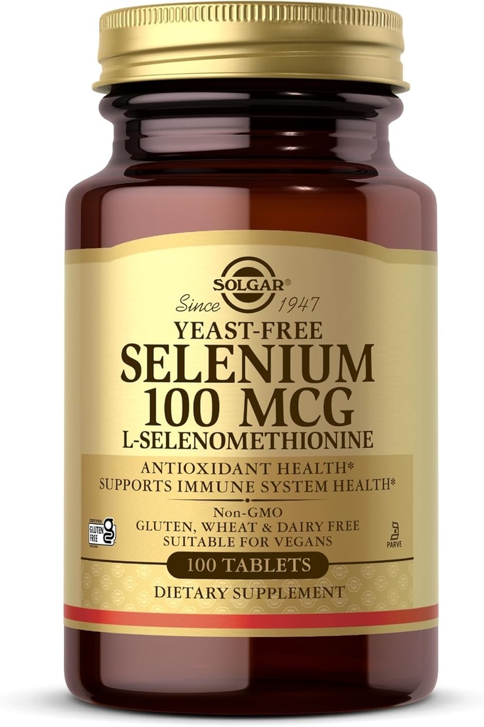 Solgar Selen 100 mcg - 100 tablet - podpira antioksidant in imunski sistem zdravje - Ne- GMO, Gluten Free, Dairy Free, Kosher - 100 postrežbe