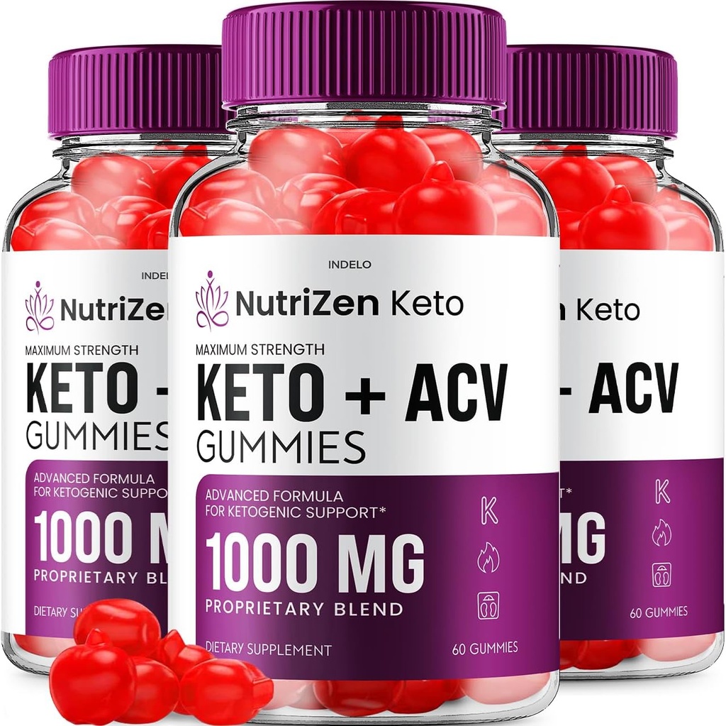 (3 Pack) NutriZen Keto ACV Gummies - Napredna Formula Nutri Zen Keto Plus ACV Gummies Apple Cider Vinegar Keto Nutrizen ACV Gummies Dietni dodatek Ocene Moški Ženske (180 Gummies)