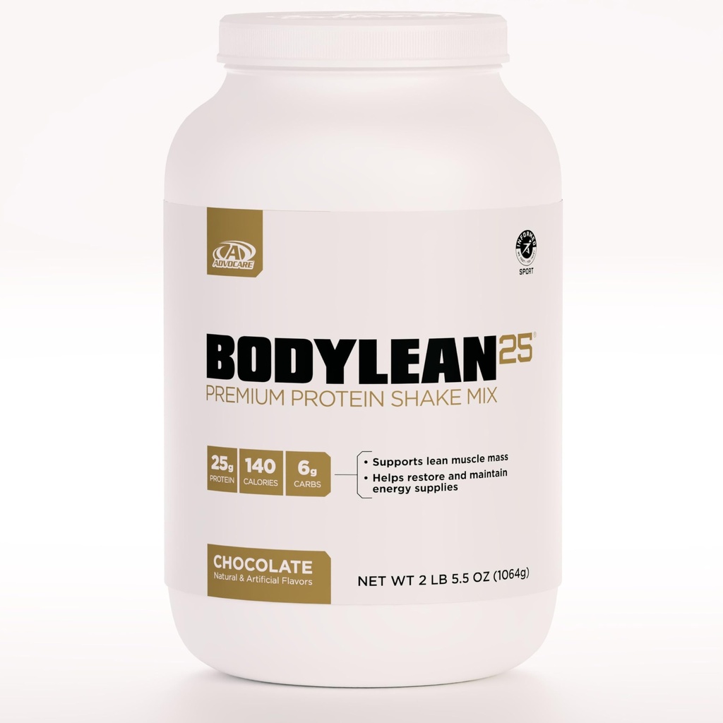 AdvoCare BodyLean25 - Beljakovine v prahu z izolatom sirotkinih beljakovin - podpira izgradnjo mišic in najetega telesa - ponuja energetsko podporo* - čokolada, 4,5 oz