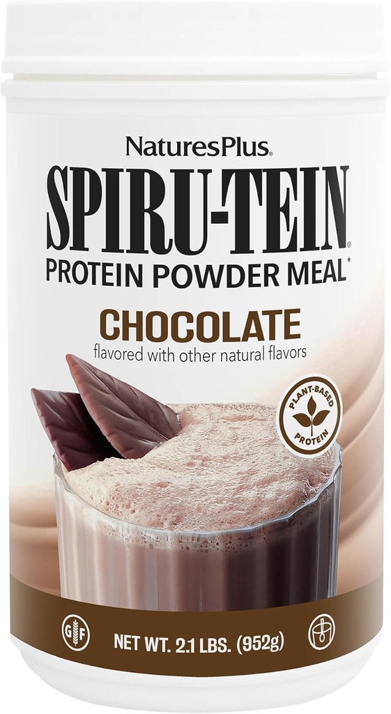 NaturesPlus SPIRU-TEIN, čokolada - 2,1 lb, pakiranje po 2 - Rastlinsko na bazi beljakovin Shake - Non-GMO, vegetarijanec, Gluten Free - 68 Total Servings