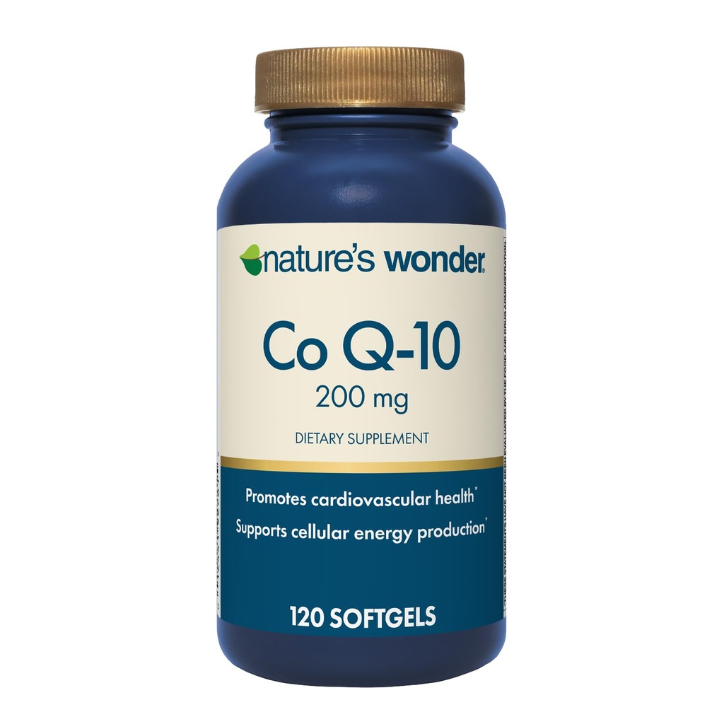 Nature's Wonder CoQ10 Supplement - CoQ10 200mg Softgels za podporo zdravju srca, kardiovaskularne funkcije, in proizvodnjo celične energije, 120 Softgels, 120 dni dobave