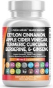 Čisti Nutraceuticals Ceylon Cinamon Kapsule + Berberine Kurkuma Apple Cider Viner Ginseng Bitter Melon Gymnema mleko Thistle Fenugreek dopolnilne tablete v prahu za moške in ženske