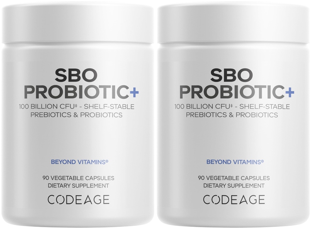 Codeage SBO probiotiki, 100 milijard CFU na serviranje, več sevov na osnovi tal Organizmi Mešanica in organska fermentirana botanična mešanica, Rok uporabnosti - 2 paket