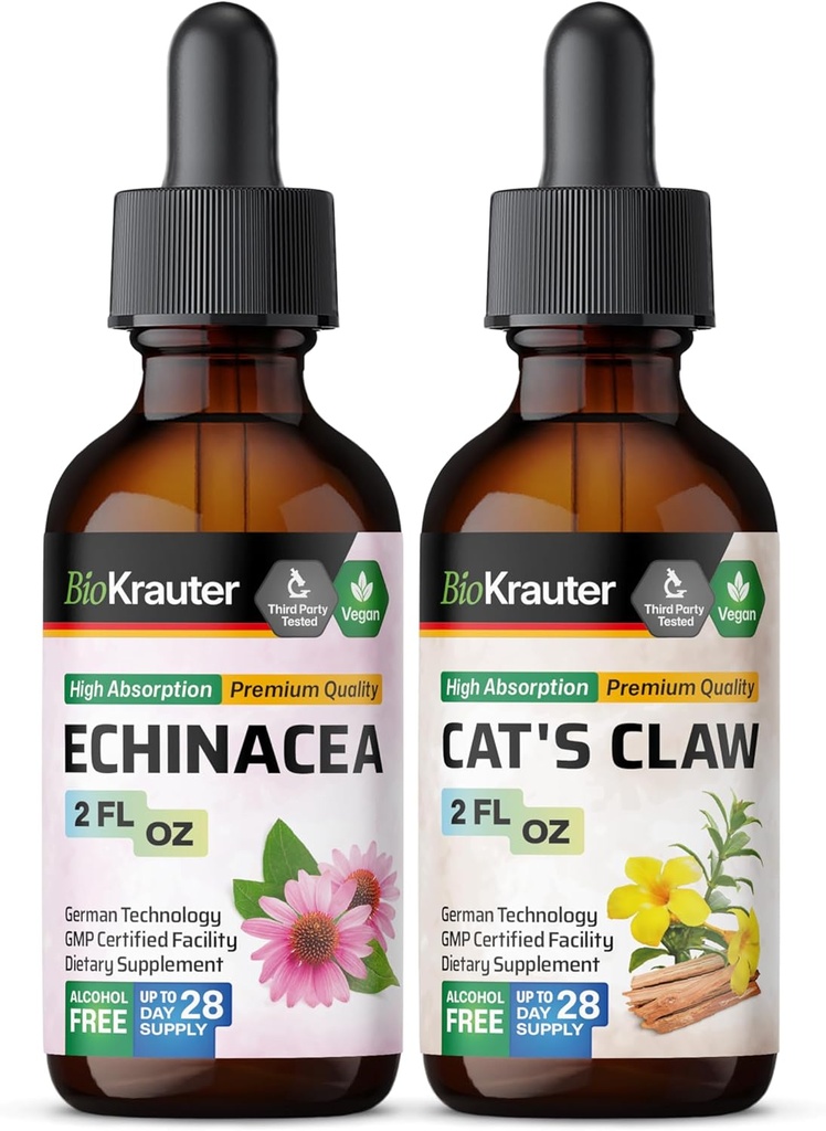 BIO KRAUTER Echinacea Tinkture 2 Fl. Oz. & Cat's Claw Tinkture 2 Fl. Oz.