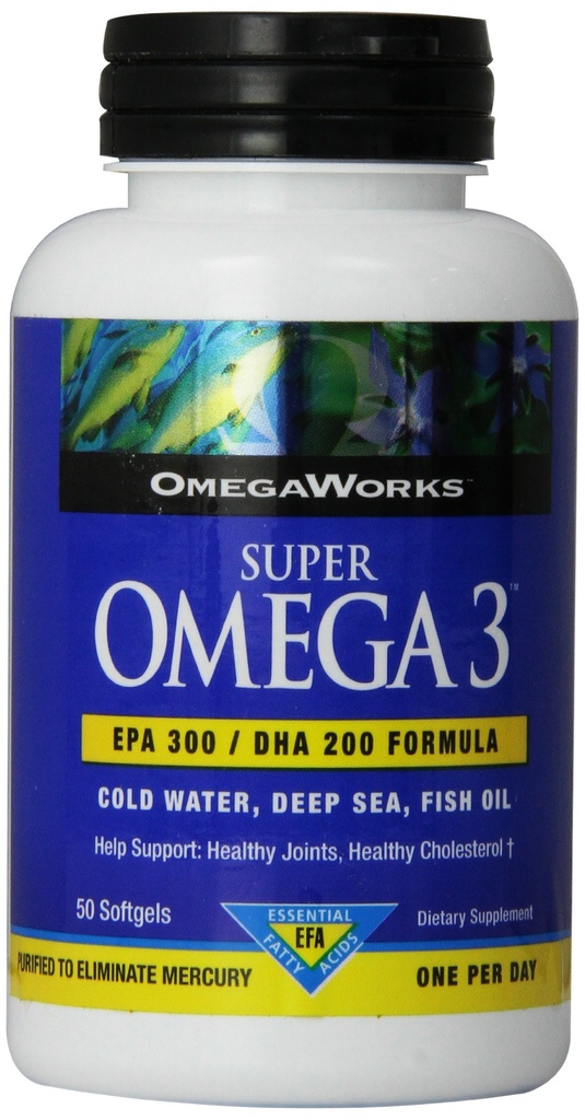 Omegaworks Super Omega 3 Softgels, 50-Count steklenice (Pack z 2)