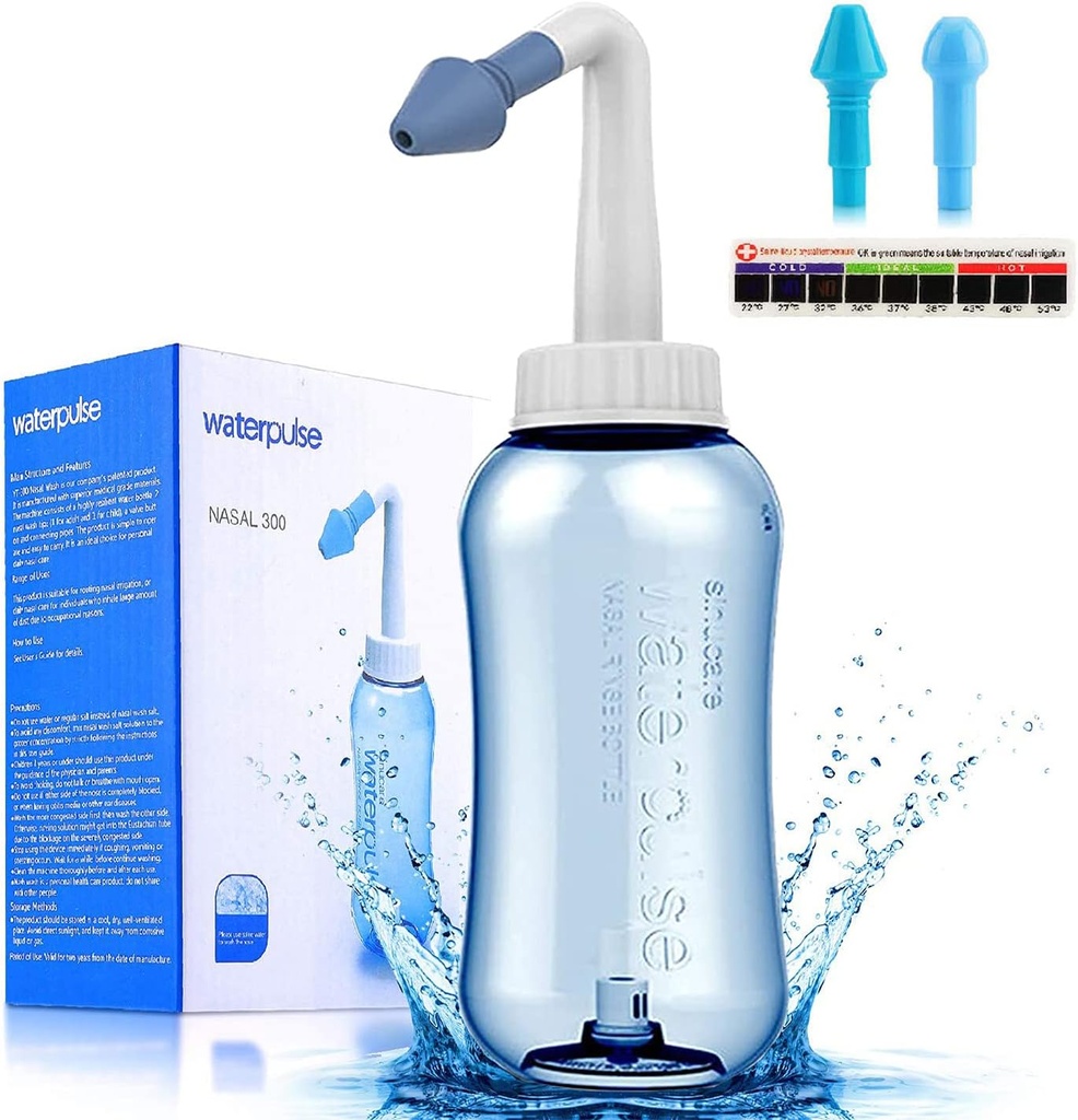 Darat Neti Pot Sinus Izpiranje steklenica, Čiščenje nosnega umivalnik tlaka Izperite nos namakanje za odrasle & Kid BPA brezplačno z nalepka termometer (300ml)