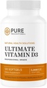 Čisti recepti Ultimate Vitamin D3-5.000 i.e. - Visoka absorpcija Vitamin D dodatek za spodbujanje zdrave kosti z imunskim sistemom in kardiovaskularno podporo - 120 Softgels - ZDA Made