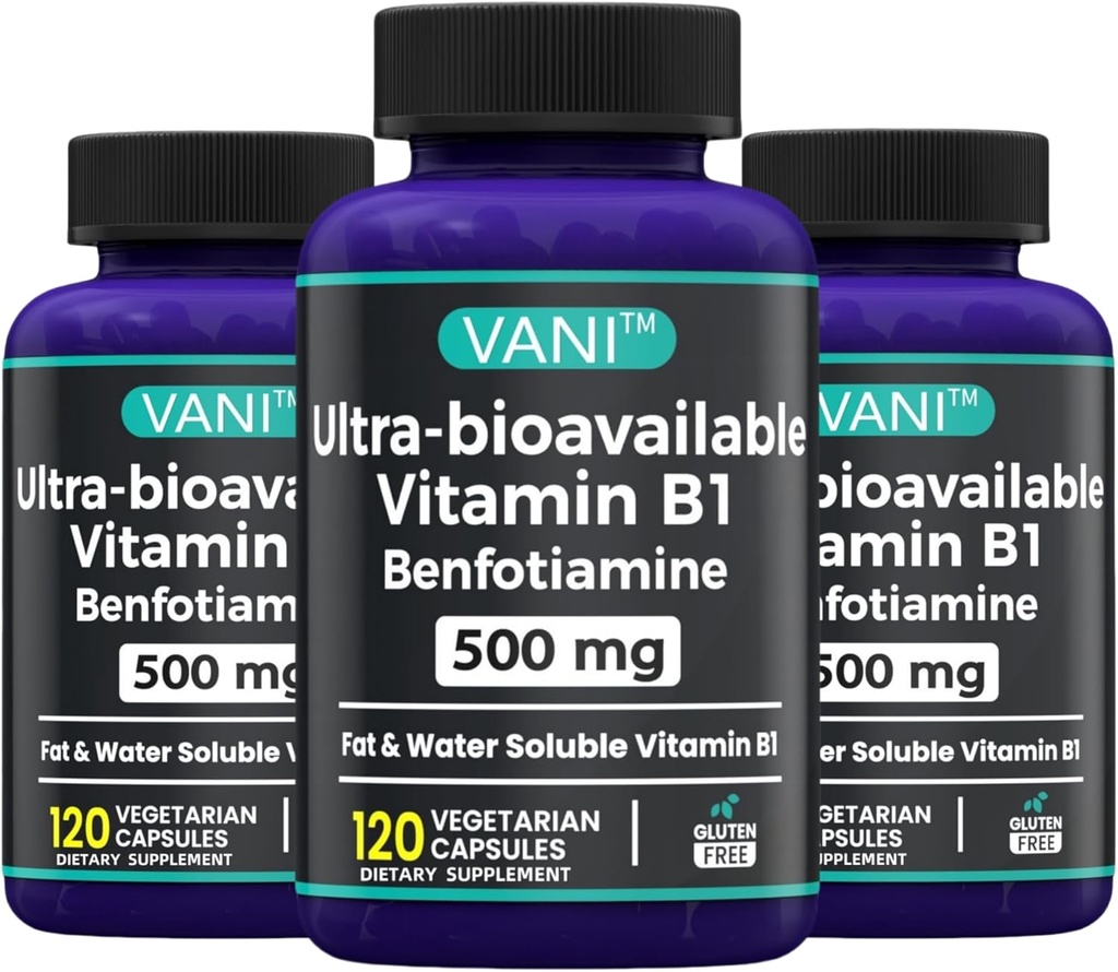 2 v 1 Izboljšana formula: Vitamin B1 z benfotiaminom 500mg, Maščobni topen dodatek vitamina B-1, 500 mg - 120 kapsul (3)