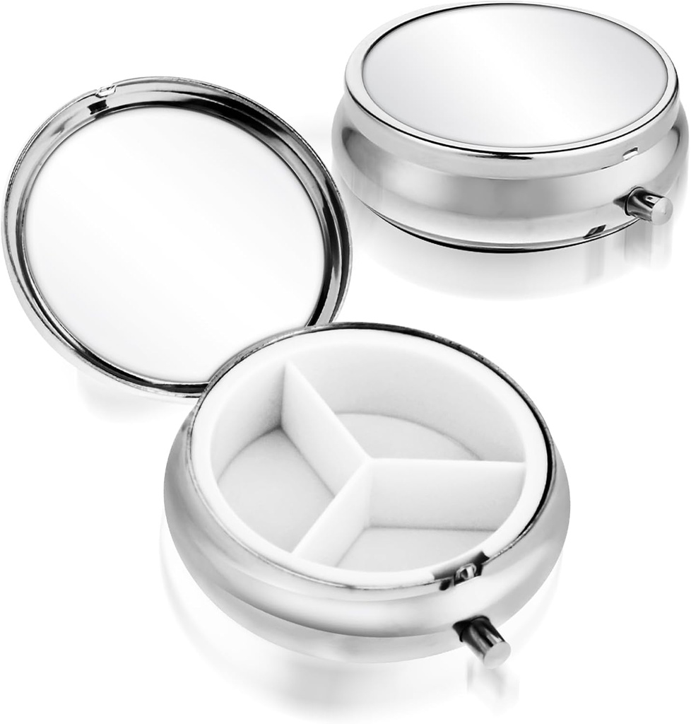 Sibba 3 Kompartment Portable Medicine Pill primer, Travel Multi-Functional Vlažilno dokaz tablete Škatla za Purse & Pocket, Cute Metal Medicine tablete Organizator Box za vitamine, ribje olje in dodatki