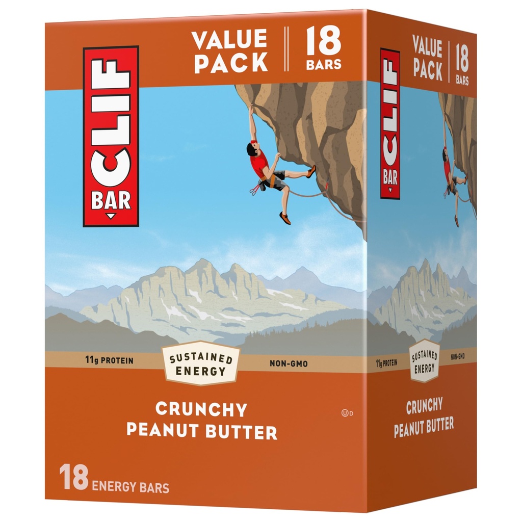 CLIF BAR - Hrustljavo arašidovo maslo - izdelano z organskimi ovesi - 11g proteini - ne-GMO - na rastlinski osnovi - energijske palice - 2,4 oz. (18 Pack)
