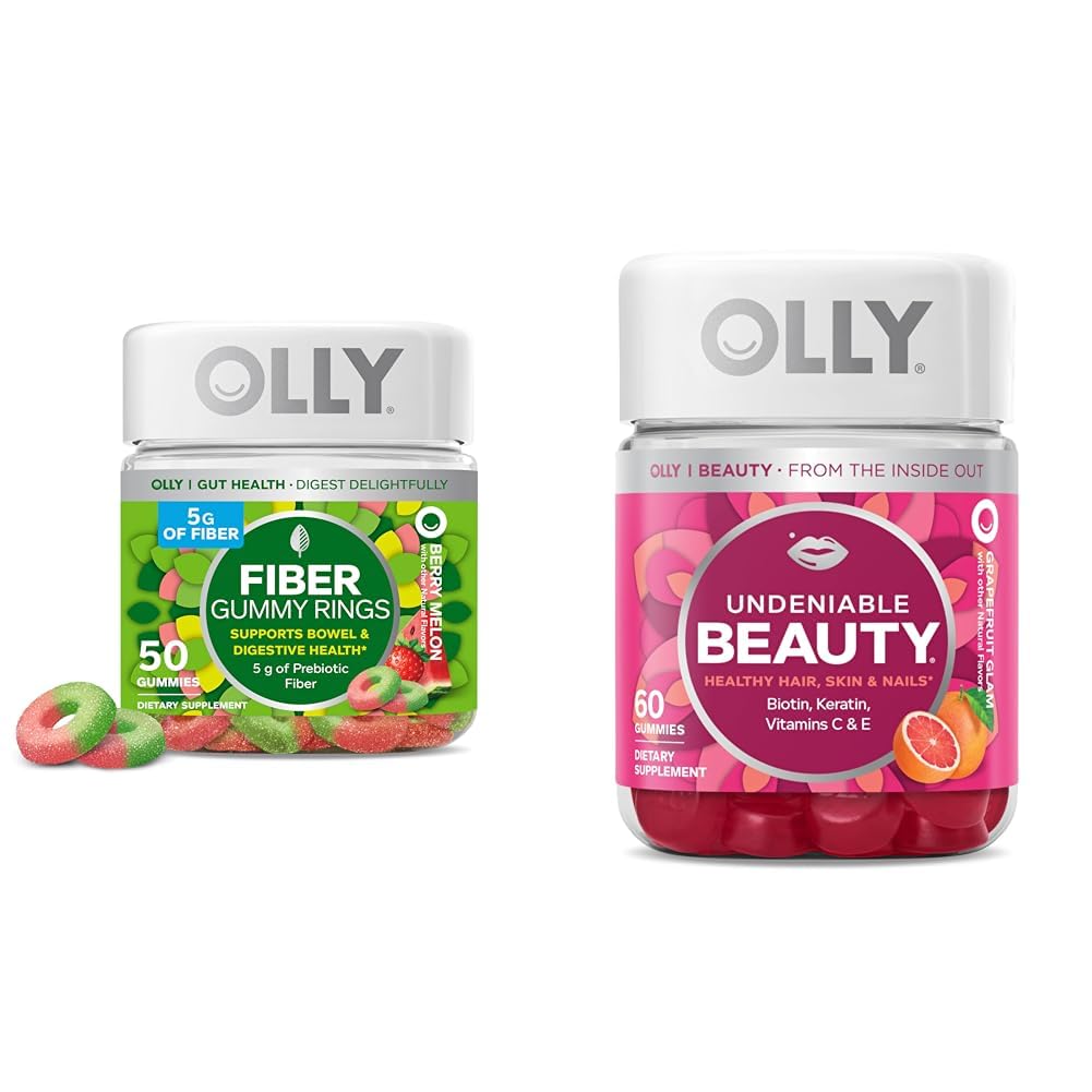 OLY Fiber Gummy obroči, 5g Prebiotične Fiber, FOS (Fructo-oligosaharidi), Prebavna podpora & Neodložljivo lepoto Gummy, za lase, kožo, nohte, Biotin, Vitamin C, Keratin, Žvečljiv dodatek