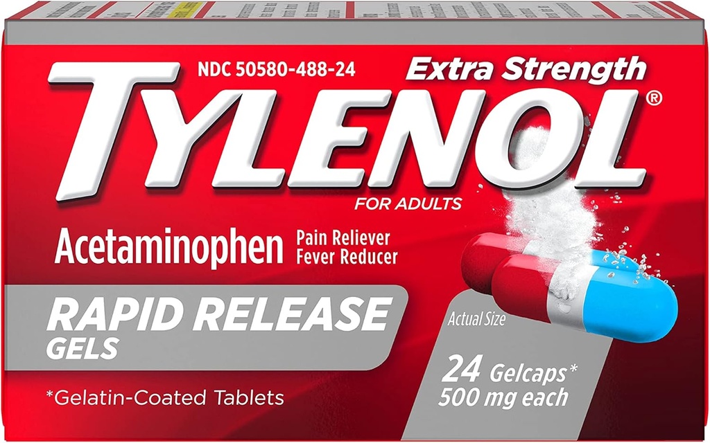 Tylenol Extra Jakost hitro sproščanje Gelcaps - 24 ct, pakiranje po 2