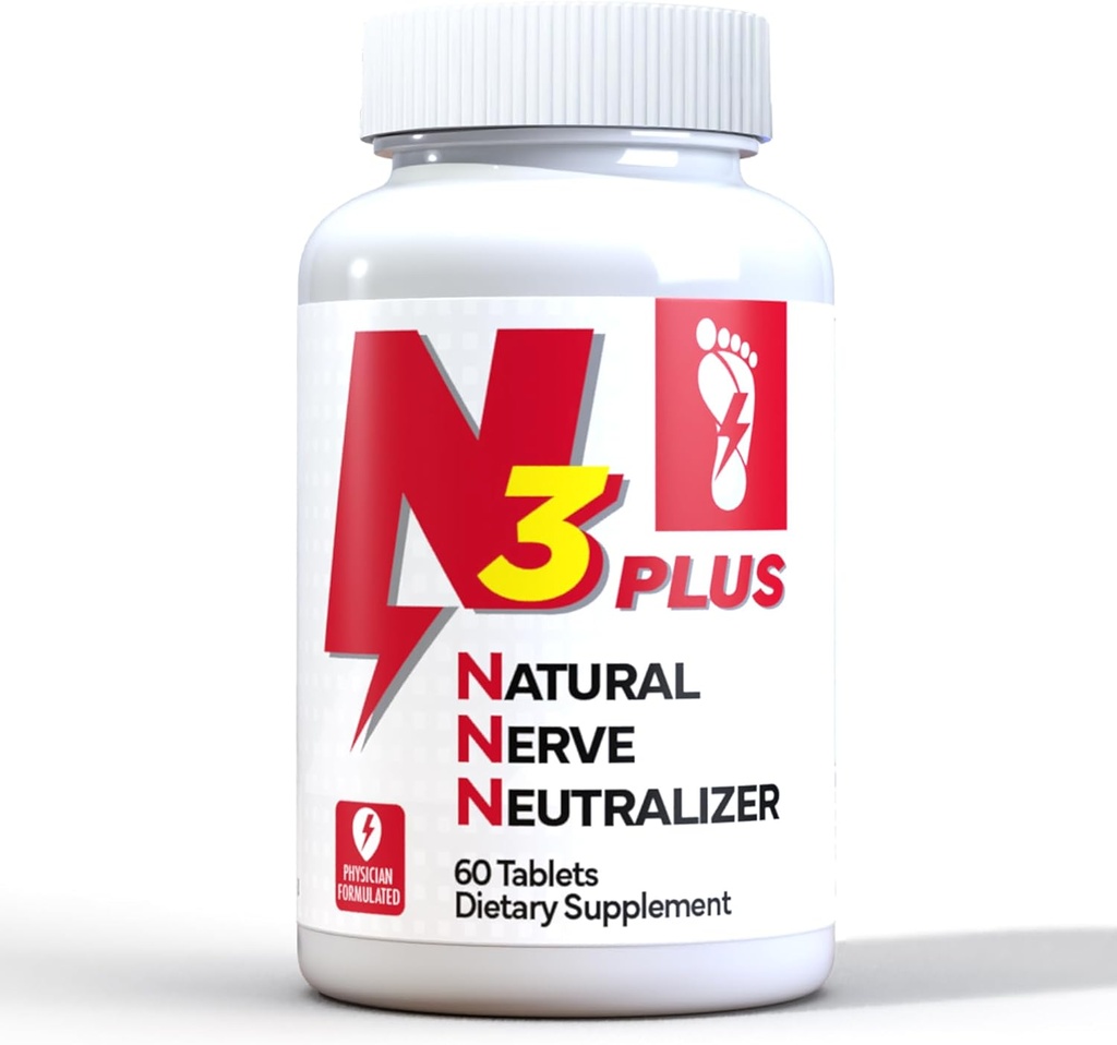 N3 Natural Nevtralizator živcev Plus - Živčna podpora dodatek z vitaminom D3, B1, B6 & B12, Življenjska DHA, Alpha Lipoična kislina, Acetil-L-Carnitine & Kurmeric - Živčna popravila in regeneracija Formula (Tabele)