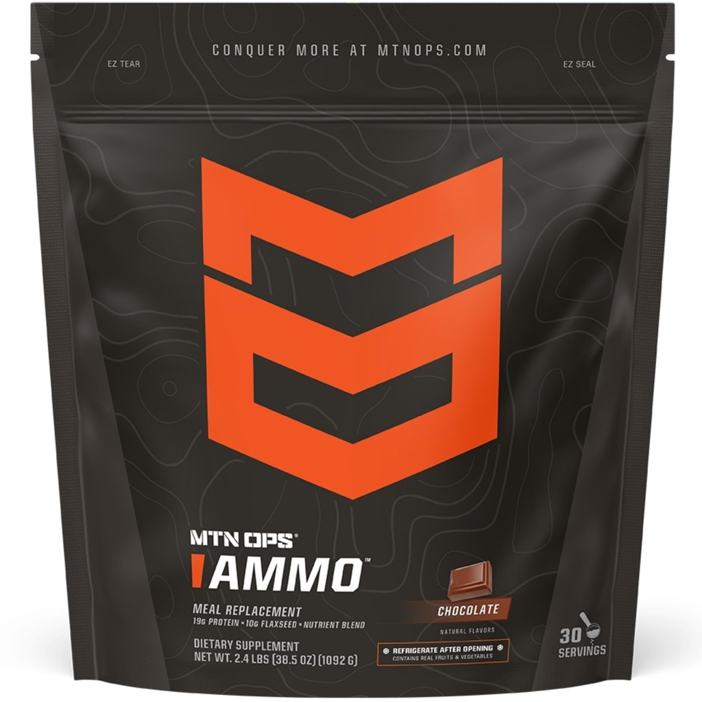 MTN OPS Ammo Protein Powder Zamenjava obroka Shake for Lean Muscle Building, čokoladna aroma, 28 Servisi