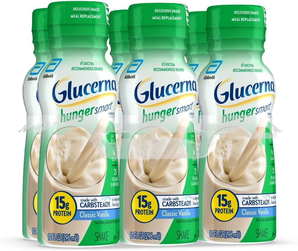 Glucerna Lakota Smart Diabetes Care Shake, Classic Vanilla, Diabetic Meal zamenjava za podporo upravljanja sladkorja v krvi, 15g beljakovine, 180 kalorij, Pripravljen za pitje, 10-fl-oz steklenica, 6 pakiranje