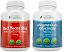 Čisto holistični rdeči riž 1200mg s CoQ10 in niacin + magnezijev glicinat 400mg - 120 kapsul + 270 tablet - izdelan v ZDA