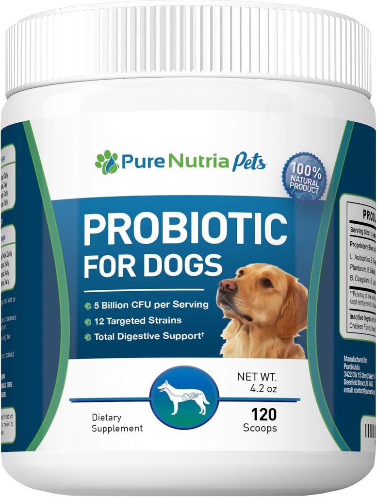 Dog Probiotics Dog Supplements - za Dog Drirhea, Upset Stomachs, Yeast, Plin, Alergija in Podpora imunskega sistema za pse - Made in USA - 12 Ciljni sevi 5 milijard CFU - 120 Scoops