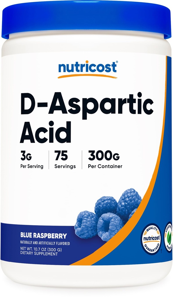 Nutricost D-asparaginska kislina (DAA) prašek 300G (modra malina) - aromatizirana D-asparaginska kislina v prahu dodatek