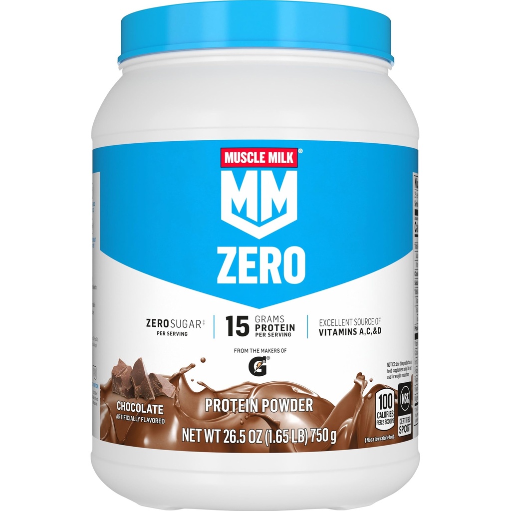 Mišično mleko ZERO, 100 Kalorie Protein v prahu, čokolada, 15g beljakovine, 1,65 funt, 25 obrokov