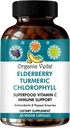 Organska veda Elderberry Kurkuma Klorofil Imunska podpora - Superživila Antioksidanti, Zeleni vitamin C, izvleček grozdnega semena, Acerola, Moringa & Papaya Enzymes - 60 veganskih kapsul