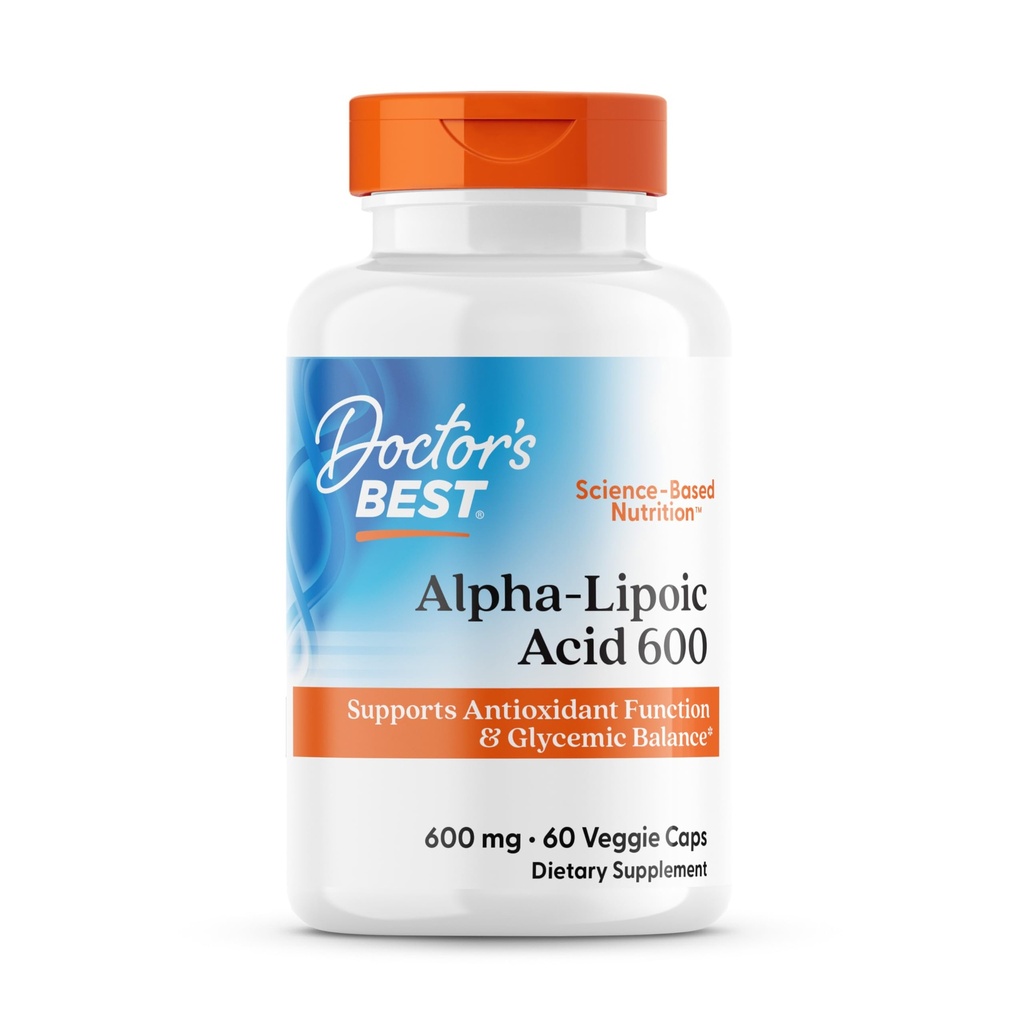 Zdravnik je najboljša alfa-lipojska kislina 600, podpira antioksidant funkcijo in glikemične bilance, Non-GMO, Gluten Free, Vegan, Soy Free, 600 mg, 60 Veggie Caps