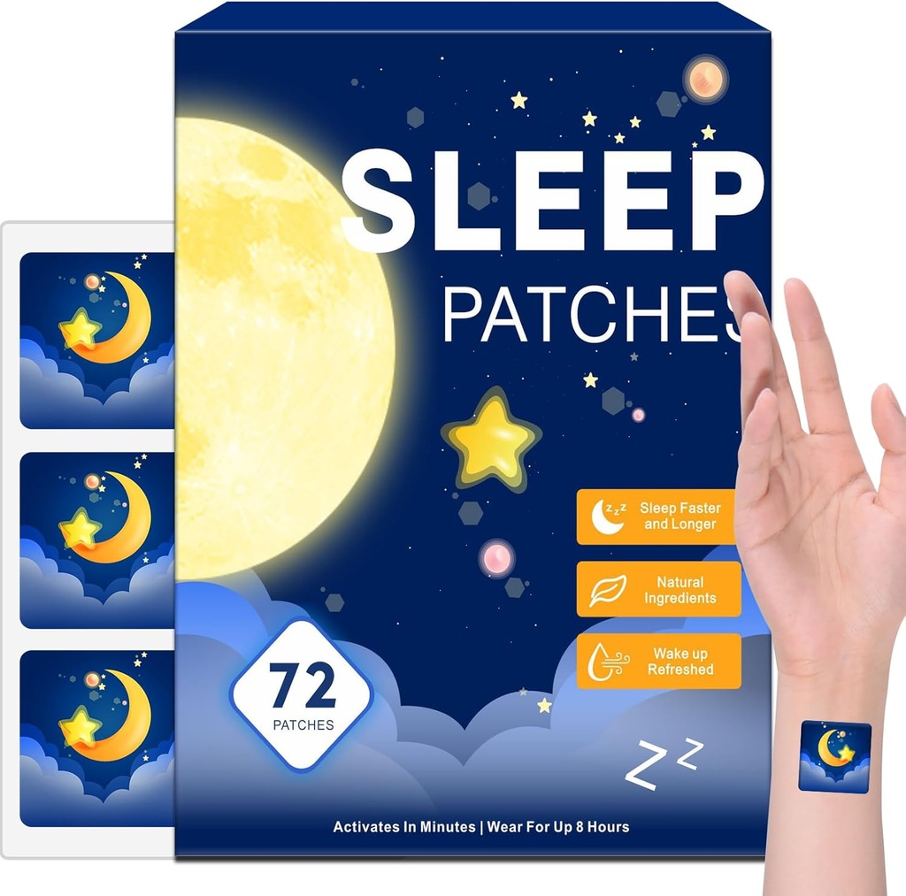 72 Pack spalni obliži za odrasle Dodatna moč, Enostaven spalni obliž z Valerian & Melatonin obliži, Dolga zadnja noč za moške in ženske