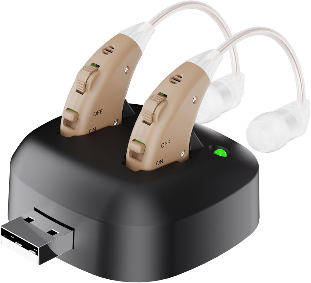 Digitalni slušni ojačevalec - polnilnik za ušesom osebni slušni ojačevalec Par, BTE digitalni slušni ojačevalec z USB polnilnim dokom, ki ga MEDca