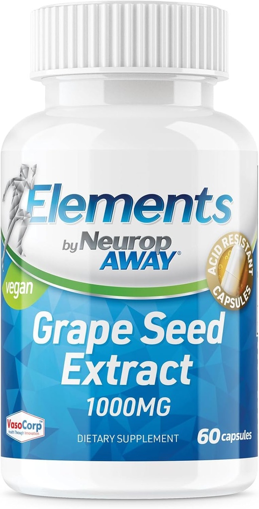 NeuropAWAY Elements Grozdni semenski ekstrakt 1000mg na serviranje (60 500mg kislinsko obstojne kapsule na steklenico) Tretja stranka Tested v cGMP objekt