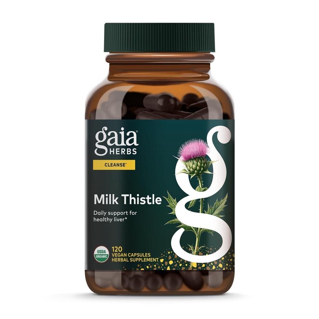Gaia Herbs Milk Thistle - Jetrna dopolnila in čistilna podpora za ohranjanje zdrave funkcije jeter* - 120 Veganskih kapsul (40-dnevna oskrba)