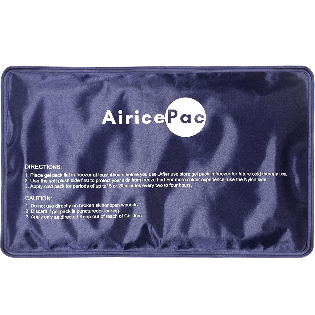 AiricePac Ledeni paketi za poškodbe, ki jih je mogoče ponovno uporabiti, Gel Hladni paket za ramena vratu kolena Ankle komolec Hip Pain Relief, Cold Compress terapija za otekanje, modrice, kirurgija, 7”x 11”, modra