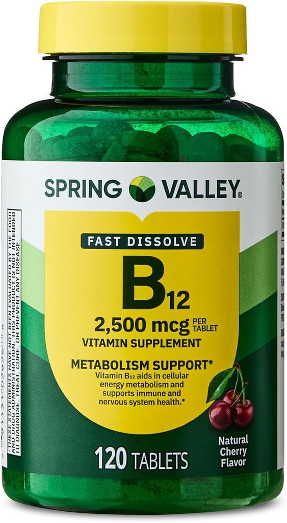 Vitamin B12 Hitra raztapljanje tablete Prehranska dopolnila, 2500 Mcg, Cherry, 120 Count in prenosne tablete vsebnik (2 Izdelki)