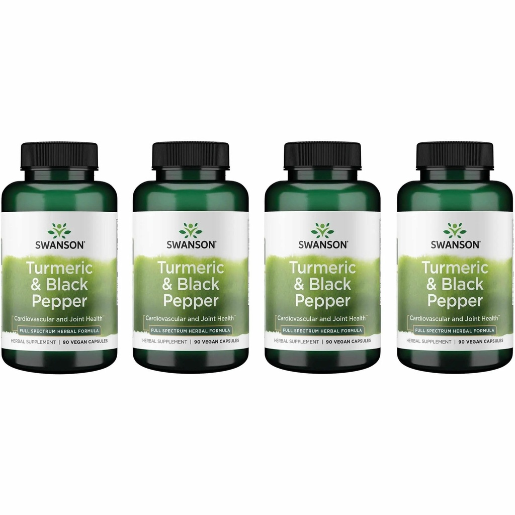Swanson Premium- Kurkuma in črni poper - antioksidant, digestion in skupni podporo - 90 Veg Caps (4 Pack)