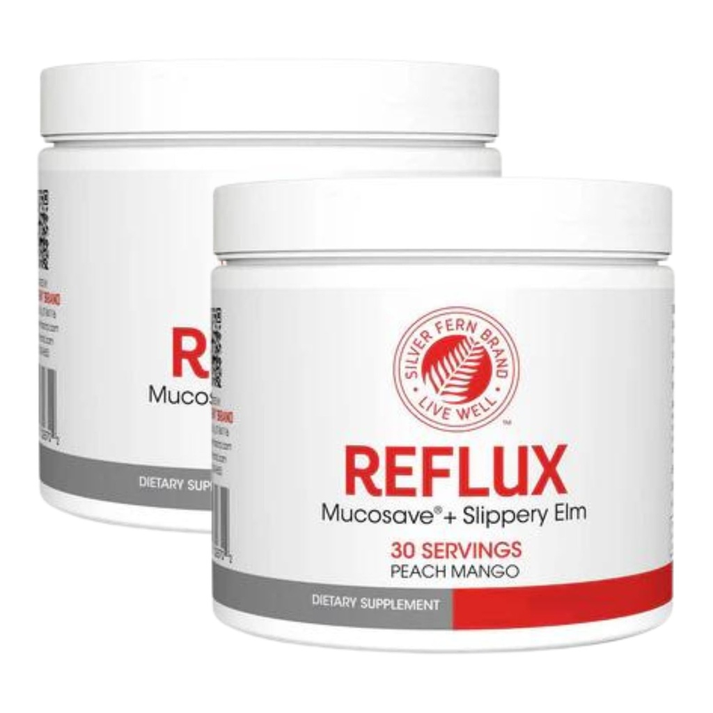 Reflux Digestive Supplement - Peach Mango Flavor - vsak Tub = 30 Scoops = 30 Serving - Mucosal Podpora za kisle zadeve - z Mucosave FG in Slippery Elm Bark (2 Tubs)
