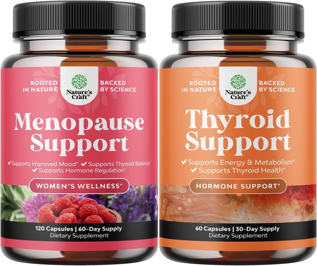 Sveženj popolne zeliščne menopavze dodatek za ženske za nočno potenje Mood 120ct in Herbal ščitnica podpora kompleks - Mood izboljšanje energije dodatek za zdravje ščitnice