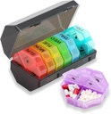Tedenske tablete Organizator in načrtovalec,Pill Case Box Design in velik kompartment, Vitamini, Cod Jetra olje,Dodatki in zdravila (Siva Mavrica)