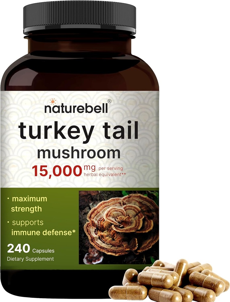 NatureBell Turčija Repne gobe Kapsule 15.000mg na serviranje, 240 Število 