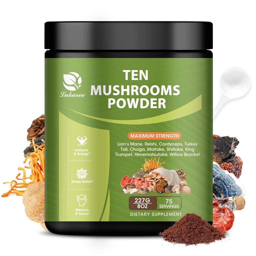 14 v 1 Gobe Powder za kuhanje kave, 8 oz Gobe dodatek z levi Mane, Chaga, Reishi, Turčija Tail, Cordyceps gobe ekstrakt prahu, itd, Gobe Mešanica za imunomožgansko energijo