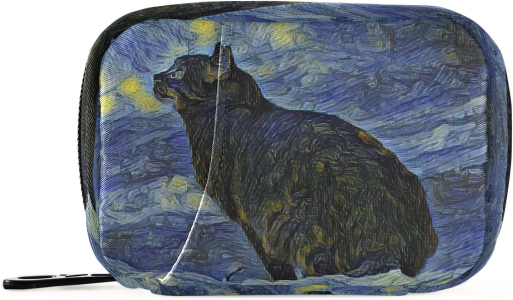 Naanle Van Gogh Galaxy Mačje tablete Box 7 Day Pill primer tablete organizatorska vrečka z Zipper Prenosni tedenski primer kompaktna velikost za dodatek vitamina imetnik