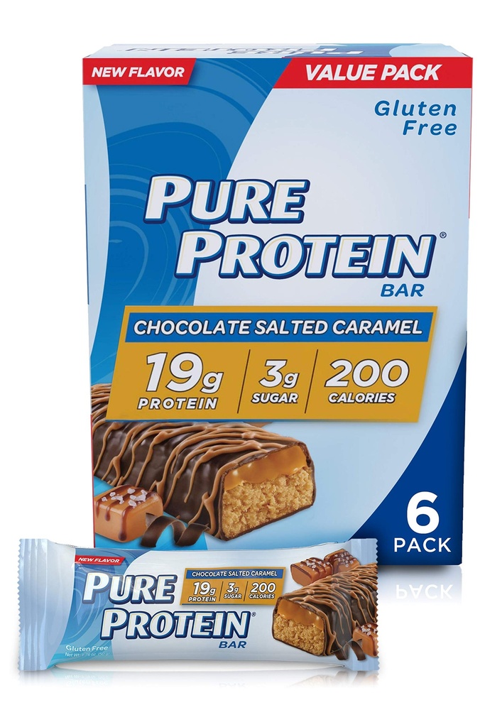 Čiste beljakovinske čokoladice, visoke beljakovine, hranilni prigrizki za podporo energije, nizek sladkor, brez glutena, čokoladna karamela, 1,76oz, 4 pakiranje