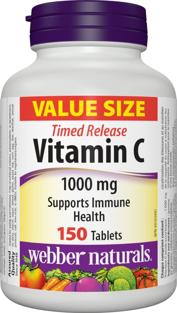Webber Naturals Vitamin C čas release 1000 mg, 150 tablet