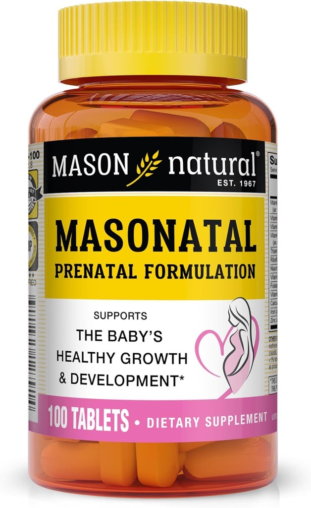 MASON NARAVNI Masonatal Predporodna formulacija - Prenatalni in postnatalni multivitamin za ženske v podporo razvoj otrok, 100 tablet