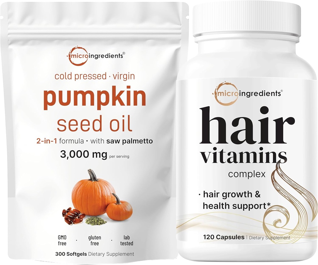 Mikro sestavine Olje bučnega semena z žago Palmetto 3.000mg Softgels & Hair Vitamini kompleksne kapsule 