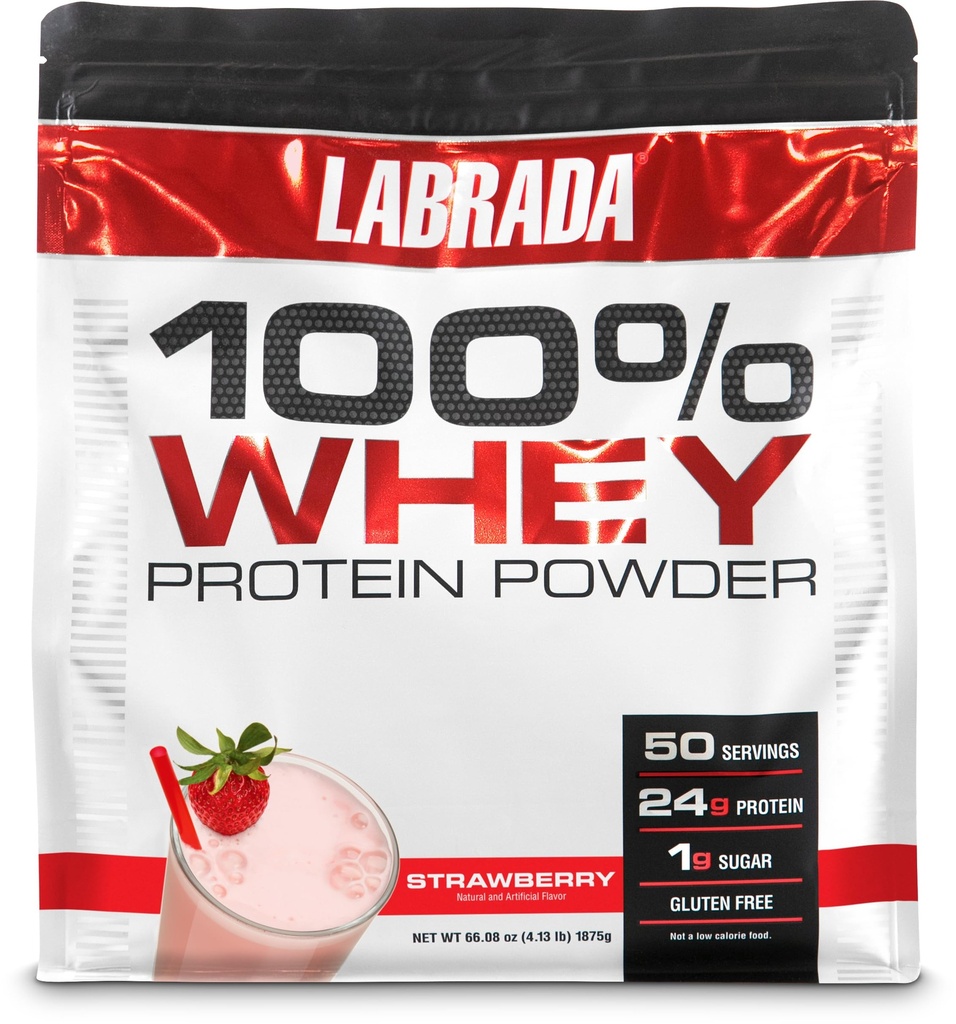 Labrada Nutrition 100% Whey Protein Powder, Jagoda, 4.13 lb