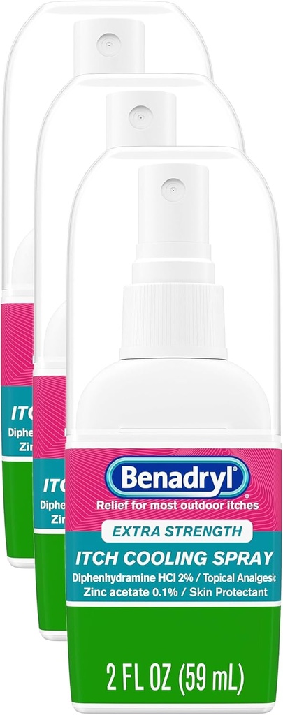 Benadryl ekstra moč anti-srbeč Spray, hlajenje topično analgetično, potovalne velikosti, 2 fl. oz (Pack od 3)
