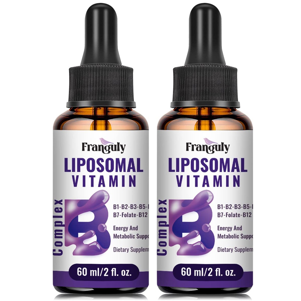 Liposomski vitamin B kompleks Tekoči podjezični B kompleks Vitamini Dopolnilo za ženske Izboljšana absorpcija Metilirana B12,B1, B2, B3, B5, B6,Folate,Biotin za energijo in imuno podporo-4,0 oz