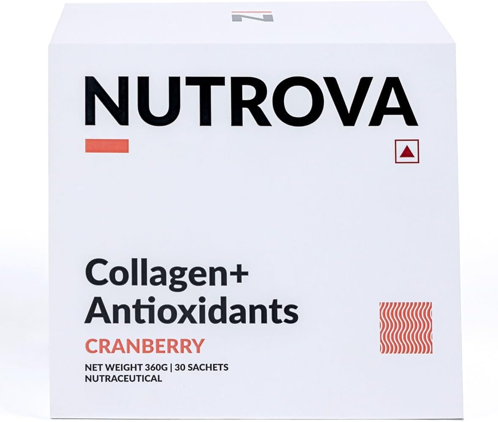 NUTROVA Colagen+Antioksidanti dopolnilo - marin kolagen v prahu za moške in ženske,povečuje hidracijo kože, zmanjšuje poškodbe kože,podpora zdrave kože, zraka in nohtov, brusnice, 1 število,30 Strežnice