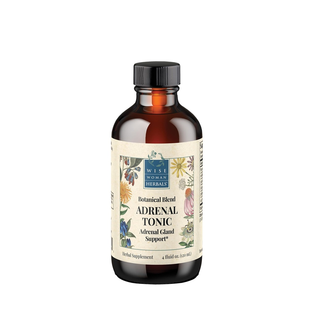 Wise Woman Herbals Adrenal Tonic Liquid Extract, Herbal Adaptogen Mešanica z Eleuthero, Ashwagandha & Licorice, Podpira zdravo adrenalno funkcijo, energijo, Stamina, Stres & Focus, Non-GMO, 4 Fl Oz