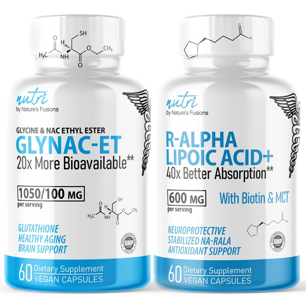 Naravne fuzije GlyNAC-ET (60 kapsul) - R alfa lipoična kislina 600mg (60 kapsul) - Proti staranju